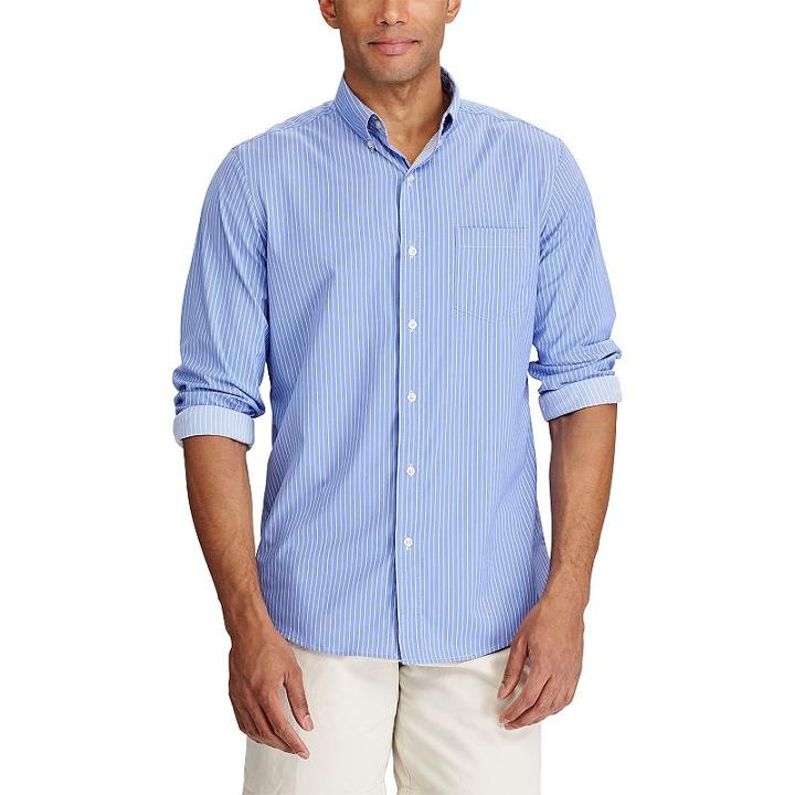 Men's Chaps Classic-fit Striped Twill Button-down Shirt, Size: Large, Blue