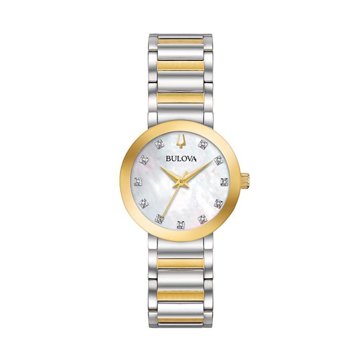 Bulova Women's Modern Diamond Accent Two Tone Stainless Steel Watch - 98p180, Size: Small, Multicolor