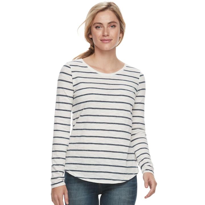 Women's Sonoma Goods For Life&trade; Essential Crewneck Tee, Size: Medium, Dark Blue