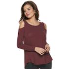 Women's Elle&trade; Cold-shoulder Top, Size: Small, Dark Red