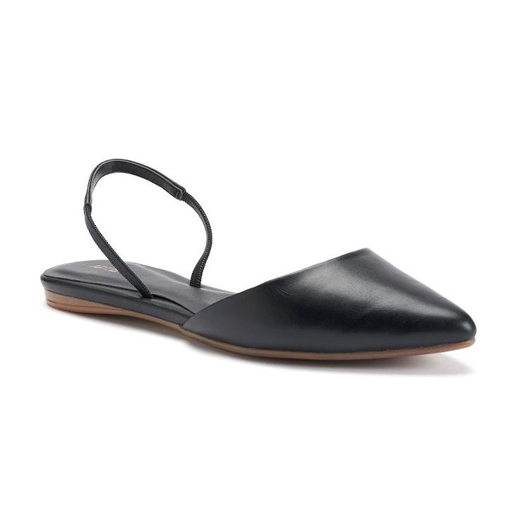 Apt. 9&reg; Women's Pointed-toe Slingback Flats, Size: 6, Black