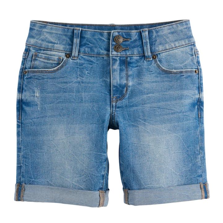 Girls 7-16 & Plus Size Mudd&reg; Denim Bermuda Shorts, Size: 16, Med Blue