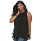 Juniors' Plus Size So&reg; Lace-up Side Tank, Teens, Size: 1xl, Black