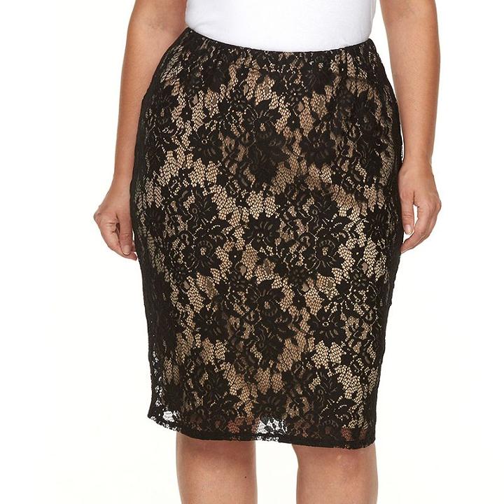 Plus Size Apt. 9&reg; Lace Midi Pencil Skirt, Women's, Size: 3xl, Black
