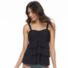 Women's Beach Scene Tummy Slimmer Tiered Tankini Top, Size: 6, Black