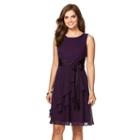 Women's Chaps Ruffle Georgette Evening Dress, Size: 14, Purple