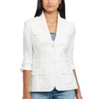 Women's Chaps Linen Blend Jacket, Size: 6, White