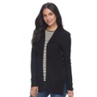 Croft & Barrow&reg; Ribbed Open-front Cardigan, Size: Xxl, Black