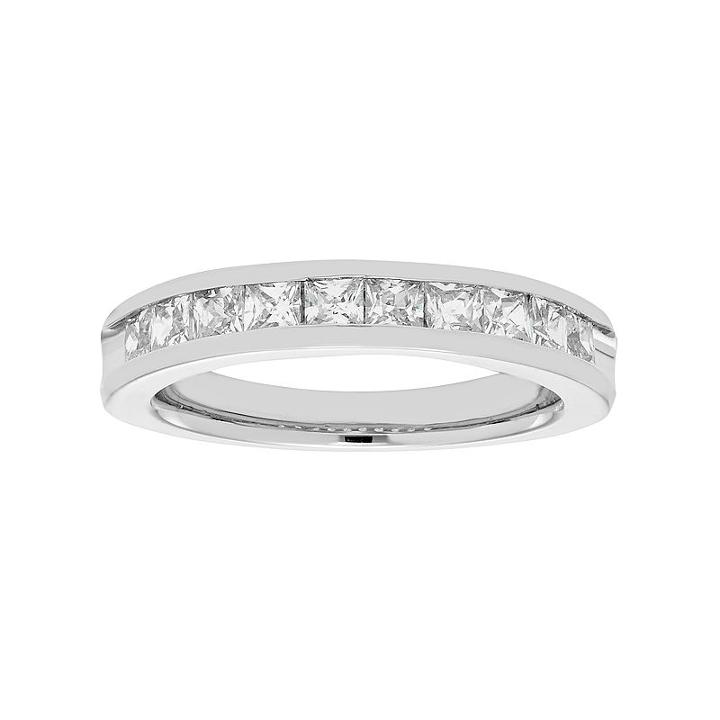 14k White Gold 1 Carat T.w. Diamond Anniversary Ring, Women's, Size: 8.50