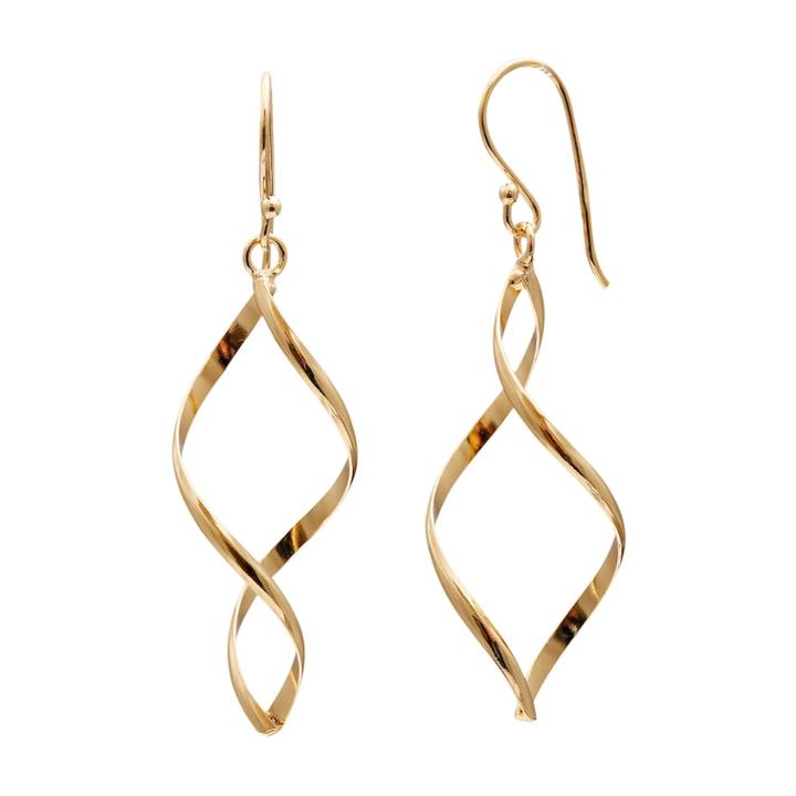 14k Gold Over Silver Twist Drop Earrings, Women's