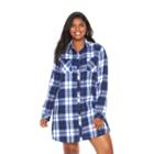 Juniors' Plus Size So&reg; Long Sleeve Flannel Shirtdress, Girl's, Size: 1xl, Dark Blue