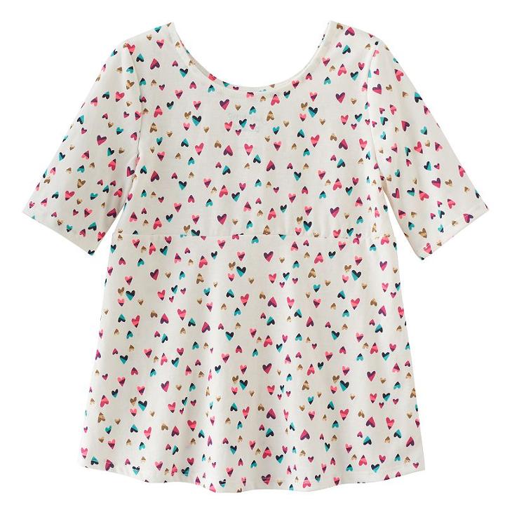 Girls 4-10 Jumping Beans&reg; Print Pieced Elbow-sleeve Tunic, Size: 6, White Oth