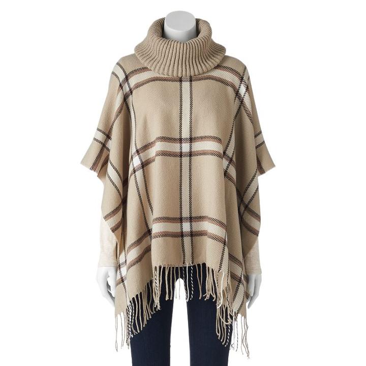 Apt. 9&reg; Plaid Cowl Poncho, Women's, Lt Brown