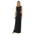 Women's Chaps Sleeveless Embellished Faux-wrap Evening Gown, Size: 6, Black