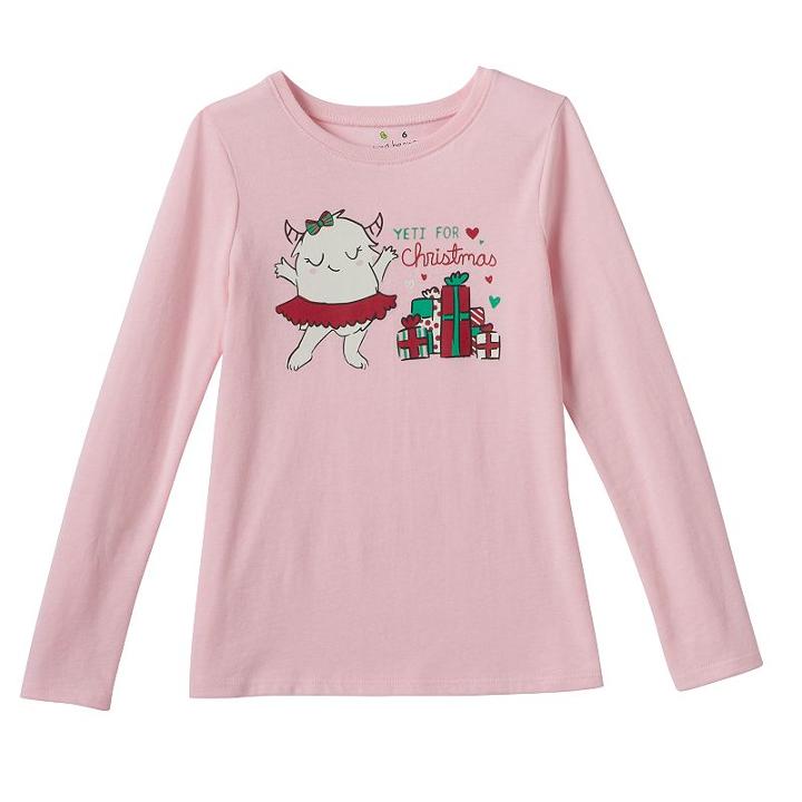 Girls 4-10 Jumping Beans&reg; Christmas Graphic Tee, Size: 5, Brt Pink