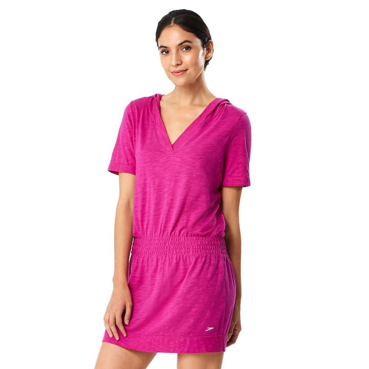 Women's Speedo Hooded Cover-up, Size: Large, Brt Pink