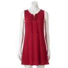 Juniors' About A Girl Knit Lace-up Dress, Size: Xl, Med Red