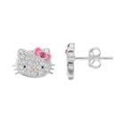 Hello Kitty&reg; Kid's Crystal Stud Earrings, Women's, White