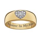 Sweet Sentiments 14k Gold Over Silver And Sterling Silver Diamond Accent Heart Ring, Women's, Size: 6, Yellow