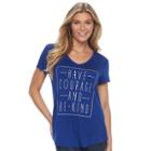 Women's Apt. 9&reg; V-neck Graphic Tee, Size: Large, Dark Blue