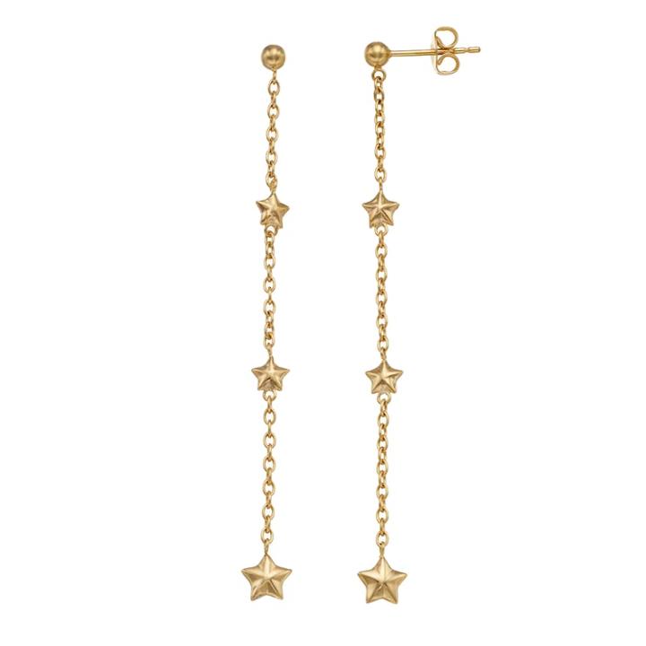14k Gold Star Chain Linear Earrings, Women's, Yellow