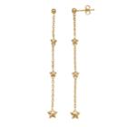14k Gold Star Chain Linear Earrings, Women's, Yellow
