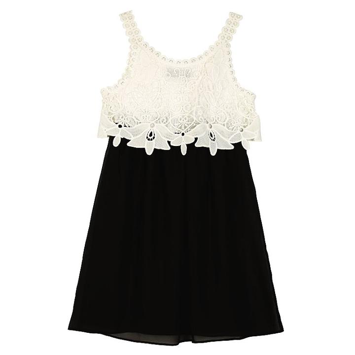 Girls 7-16 Iz Amy Byer Lace Popover Dress, Size: 14, Black