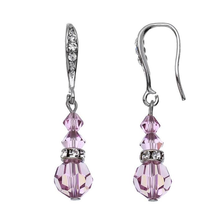 Crystal Avenue Silver-plated Crystal Graduated Linear Drop Earrings - Made With Swarovski Crystals, Women's, Purple