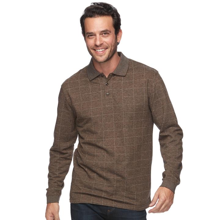 Men's Haggar Classic-fit Jaquard Polo, Size: Large, Med Brown
