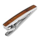 Stainless Steel Wood Veneer Tie Clip, Men's, Brown