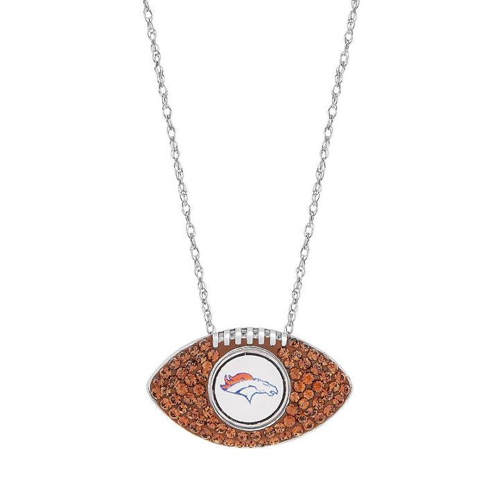 Sterling Silver Crystal Denver Broncos Football Pendant, Women's, Brown