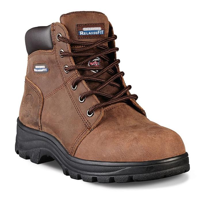 Skechers Relaxed Fit Workshire Peril Women's Steel-toe Work Boots, Size: 8.5, Dark Brown