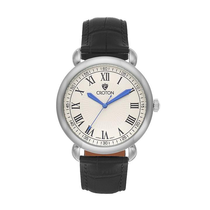 Croton Men's Heritage Leather Watch, Black