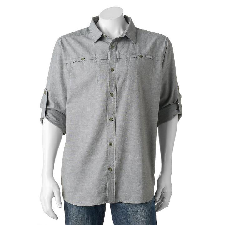 Men's Columbia Battle Mountain Classic-fit Roll-tab Button-down Shirt, Size: Xxl, Med Green