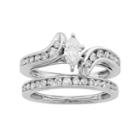 14k Gold Igl Certified 1 Carat T.w. Diamond Marquise Bypass Engagement Ring Set, Women's, Size: 6.50, White