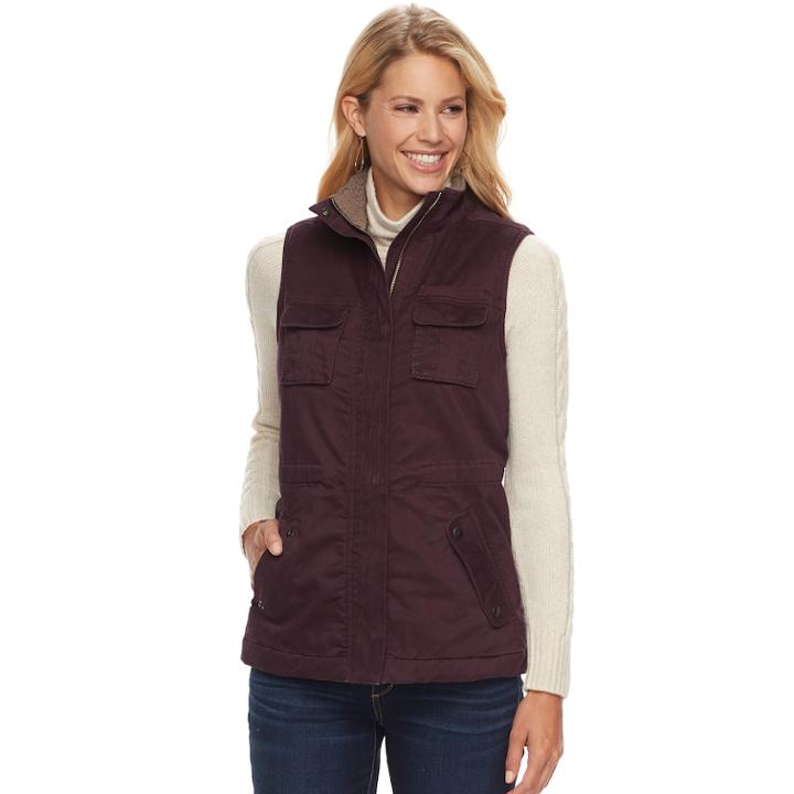 Women's Sonoma Goods For Life&trade; Sherpa Utility Vest, Size: Xxl, Purple
