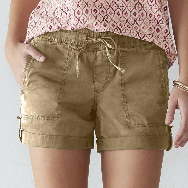 Women's Sonoma Goods For Life&trade; Pull-on Utility Shorts, Size: 4, Med Beige