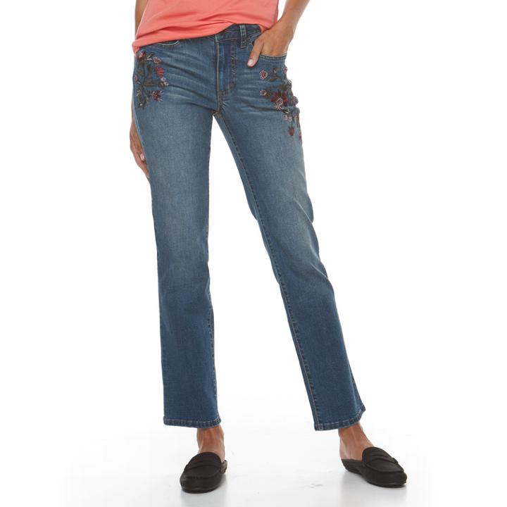 Women's Croft & Barrow® Straight-fit 5-pocket Jeans, Size: 8, Dark Blue