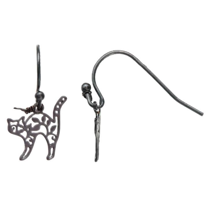 Lc Lauren Conrad Filigree Black Cat Drop Earrings, Women's
