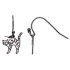 Lc Lauren Conrad Filigree Black Cat Drop Earrings, Women's
