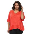 Plus Size French Laundry Lace-up Cold Shoulder Top, Women's, Size: 2xl, Brt Red