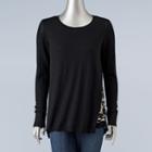 Women's Simply Vera Vera Wang Asymmetrical Mock-layer Top, Size: Xs, Black