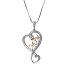 Love Is Forever 14k Rose Gold Over Silver And Sterling Silver 1/10-ct. T.w. Diamond Mom Heart Pendant, Women's, White