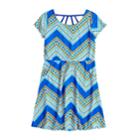 Girls 7-16 Three Pink Hearts Strappy Skater Dress, Size: 12, Med Blue
