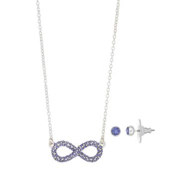 Dana Buchman Crystal Infinity Necklace & Stud Earring Set, Women's, Purple