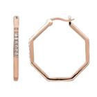 Marie Claire Jewelry Crystal Rose Gold Tone Octagon Hoop Earrings, Women's, Pink