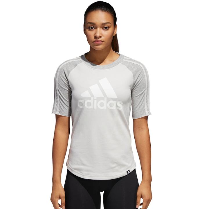 Women's Adidas Branded Baseball Tee, Size: Xs, Light Grey