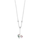 Silver Plated Crystal Unicorn Y Necklace, Women's, White