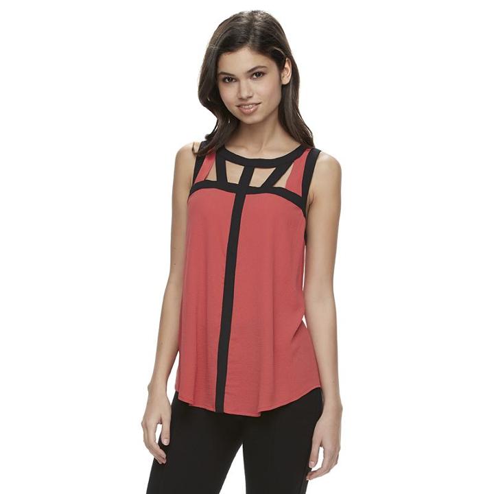 Juniors' Candie's&reg; Scoopneck Cutout Textured Top, Girl's, Size: Xs, Med Red