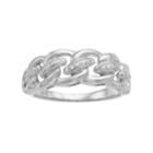 Sterling Silver 1/10 Carat T.w. Diamond Chain Link Ring, Women's, Size: 8, White